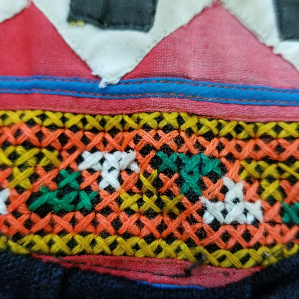 Vintage Indigo Fabric Pattern Patchwork Handbag - image 7